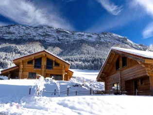 Deux chalets en bois massif laissent éclater leur côté brut