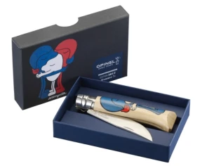 Le couteau Opinel n°8 se colore en bleu, blanc, rouge