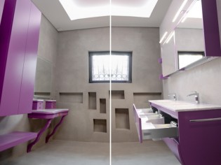 Une salle de bains radicale en béton ciré 