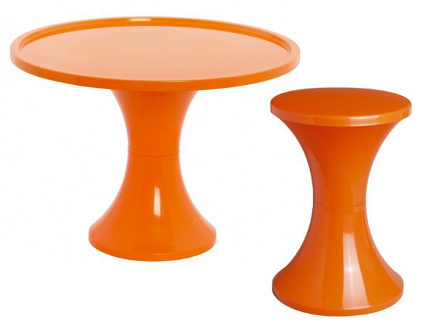 Table et tabouret Tam Tam - Objet vintage orange