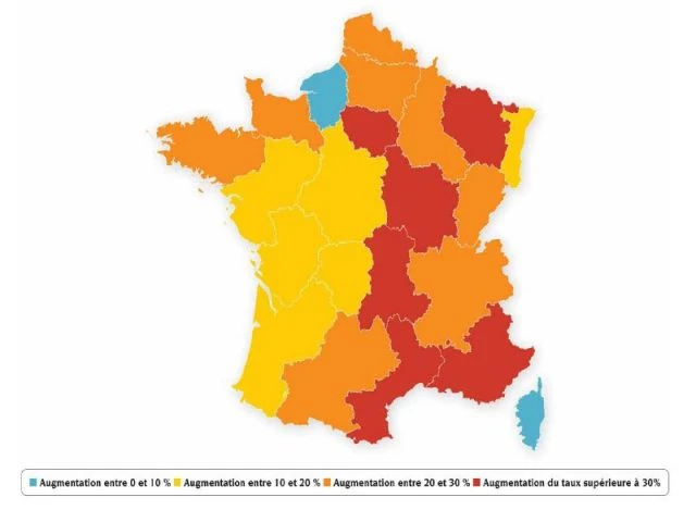 Augmentation des taux régionaux entre 2003 et 2008 - UNPI