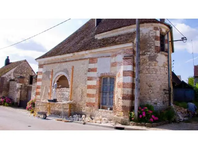 Côté rue pendant les travaux - La ferme du Colombier