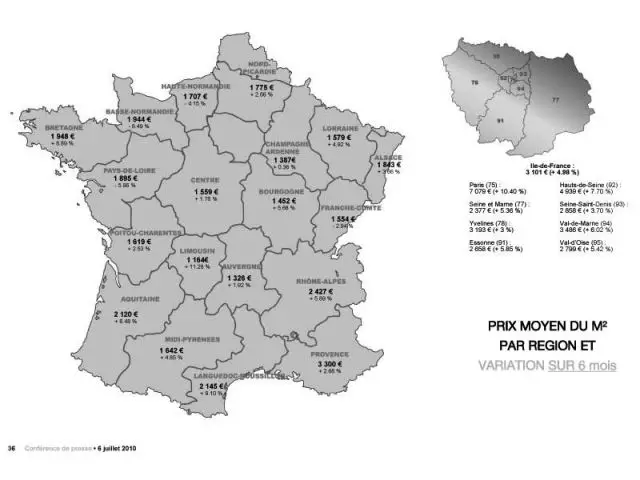 Prix moyen du m2 par région et variation sur 6 mois - Century 21