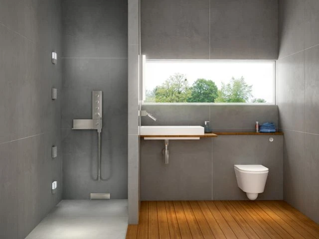 Une douche bétonnée au style moderne - Douche à l'italienne