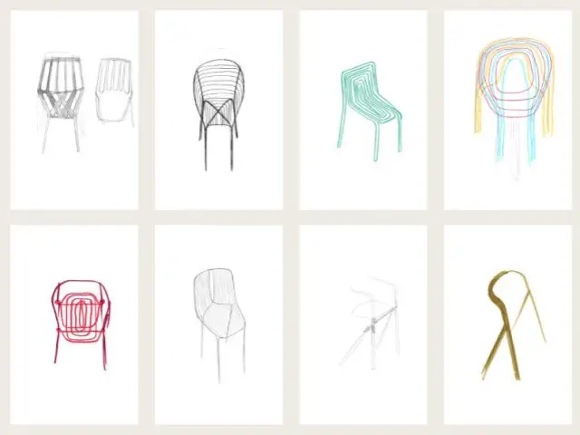 Croquis de chaises - Expo Bouroullec