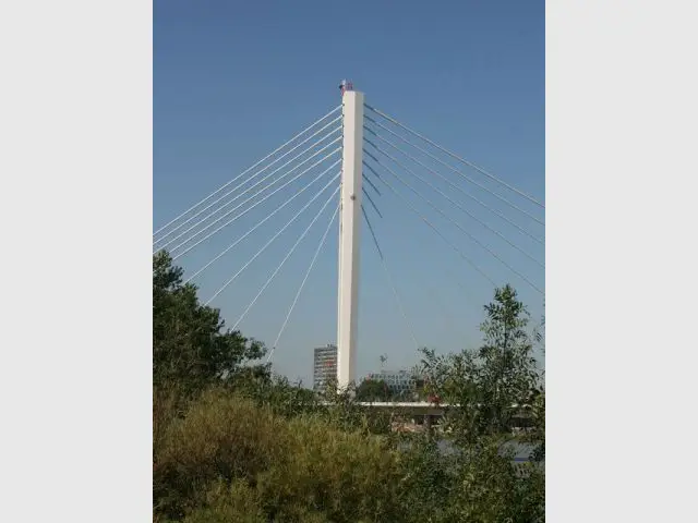 Neuf haubans de chaque côté - pont eric tabarly nantes