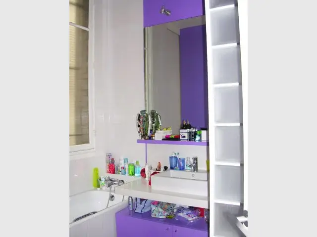 Salle de bains violette - Appartement Asie moderne