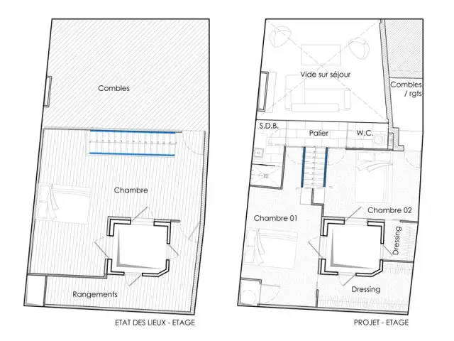 Les plans de l'étage du haut - Reportage duplex Montpellier