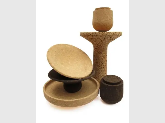 Coupe,boîtes et tabouret "Cork" - Design Aquitaine