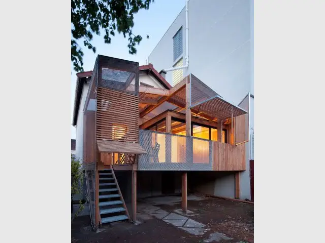 Vue de nuit - Extension bois Nicola Spinetto Architecte 