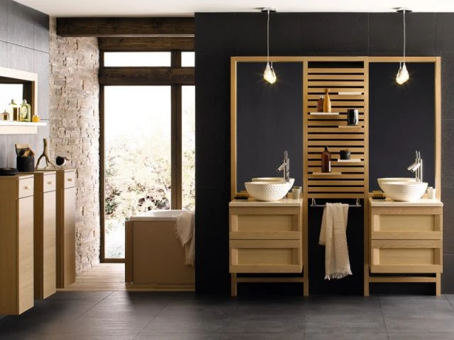 Une vasque beige pour une salle de bains zen - Vasque