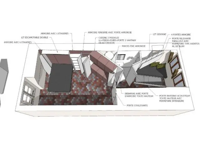 Plan de l'appartement avec meuble déplié - appartement parisien - Francesca de Marchi