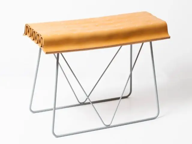 Tabouret en cuir ondulé - Exposition Intérieurs cuir