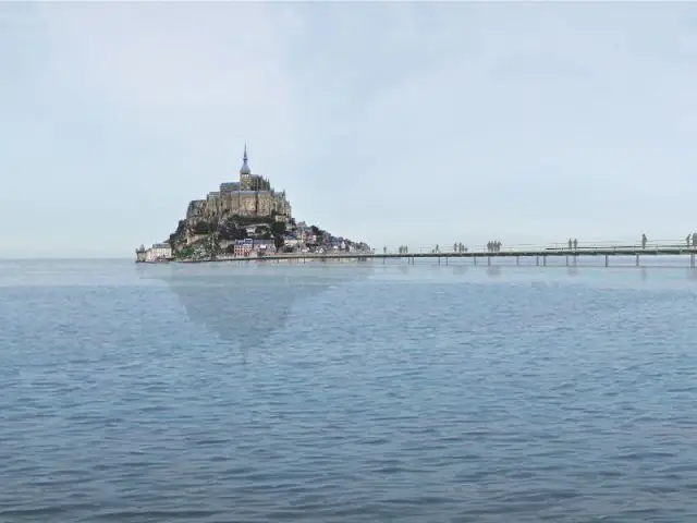 Perspective de l'ouvrage - Pont passerelle du Mont-Saint-Michel  en construction