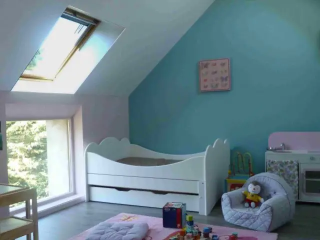 Un grenier transformé en chambre pour enfants