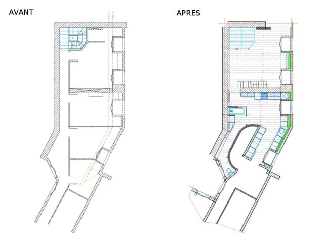 Réunir des chambres de bonne et aménager des combles - Rénovation d'un appartement sous pente Moutiez Haller