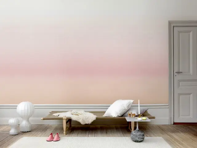 Un coucher de soleil rose pour un papier peint apaisant - Tendance aquarelle