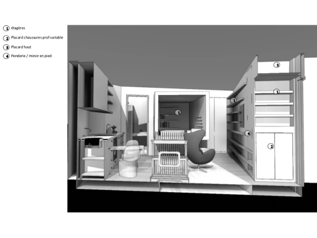 Fiche technique de la réalisation - Un studio organisé autour d'un cube