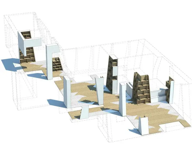 Des totems garnis de livres pour structurer et dynamiser l'espace - Un appartement structuré et dynamisé par des livres