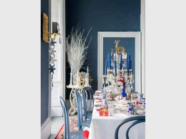 Une table de Noël bleue et royale - Tables de fêtes 2015