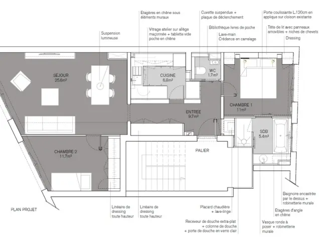 Pièces techniques permutées - Un appartement à l'élégante sobriété