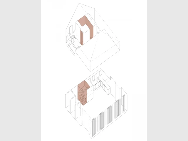 Un escalier pour séparer les espaces du duplex - Un duplex aménagé autour d'un escalier canyon