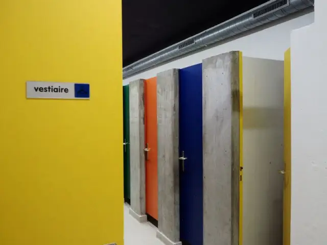 Les vestiaires du stade  - La Maison de la Culture à Firminy (Loire) réalisée par Le Corbusier inscrite sur la Liste du patrimoine mondial de l'UNESCO depuis juillet 2016