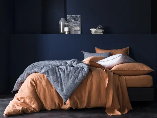 Du bleu et du orange pour mon linge de lit