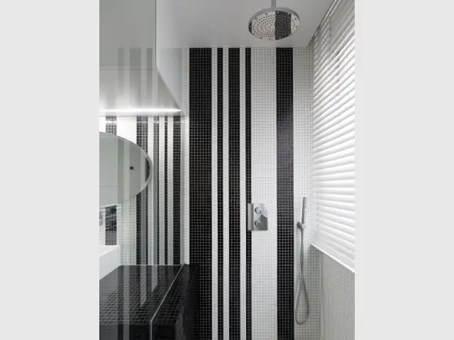 Une douche tout en transparence pour agrandir l'espace - Une salle de bains graphique chic