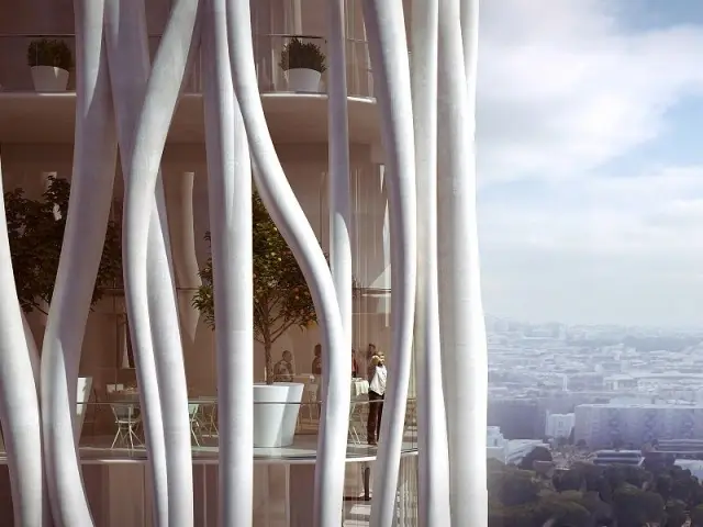 La tour Tressée de béton blanc - Maison du Peuple à Clichy