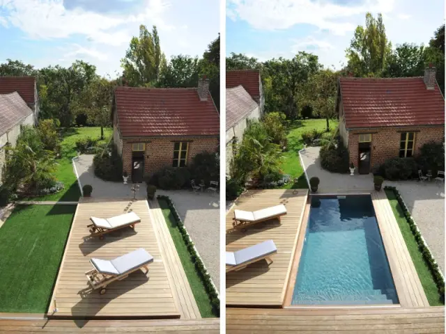 Piscine modèle Cr7 et terrasse mobile rolling-deck pour sécuriser l'installation