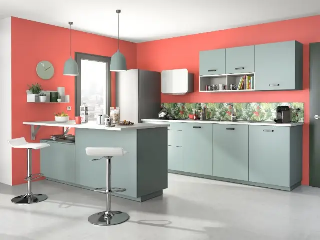 Cuisine Urban sur mur façon Living Coral