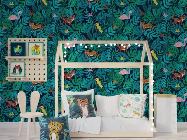 Papier intissé Jungle Kids by Emmanuelle Rivassoux, 4 Murs, prix : 16,95 &euro; le rouleau