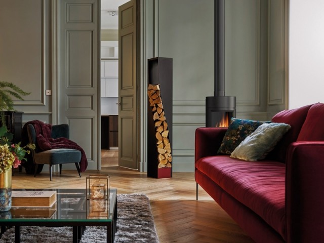 Etagère porte bois de cheminée porte-bûches design contemporain