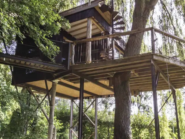 Une cabane dans les arbres pensée comme un refuge cosy