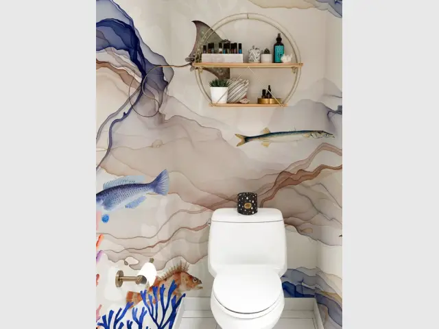 Une déco aquatique dans les toilettes